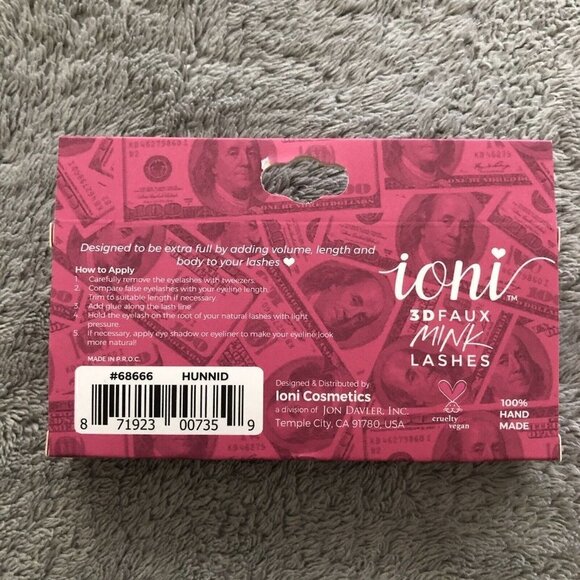 Ioni 3D Faux Mink Eyelashes 68675 100% Handmade-Luxury Lashes w Perfect Brow Kit - Picture 4 of 4